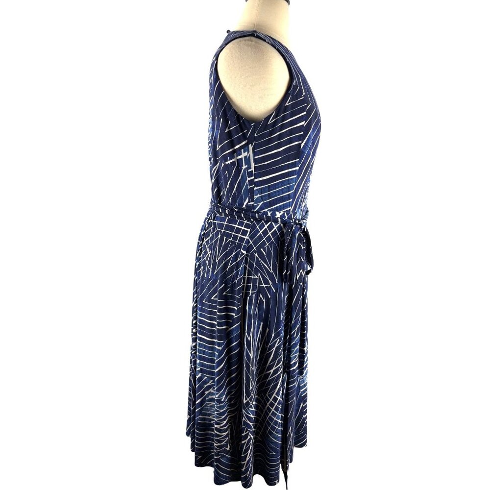 Lauren Ralph Lauren Geometric Print Sleeveless Maxi Dress with Belt Women's 14W - Picture 11 of 16